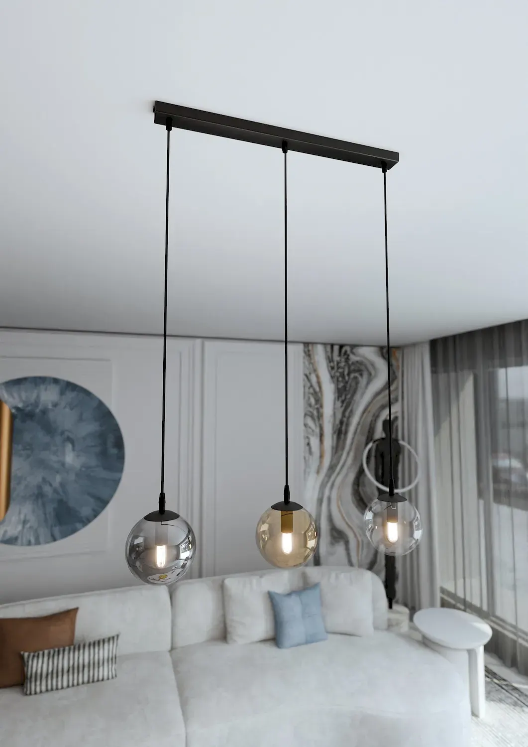 Lampa wisząca COSMO 3 czarny - 714/3