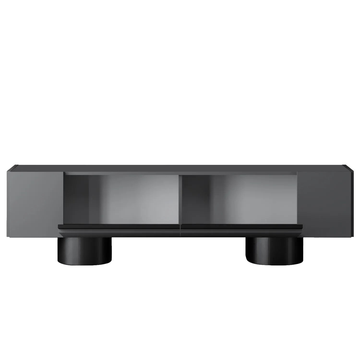 Szafka RTV z 2 klapami na blaszanych nogach BOHEM 180x50x30 cm antracyt czarny - ASI_618BLY1266