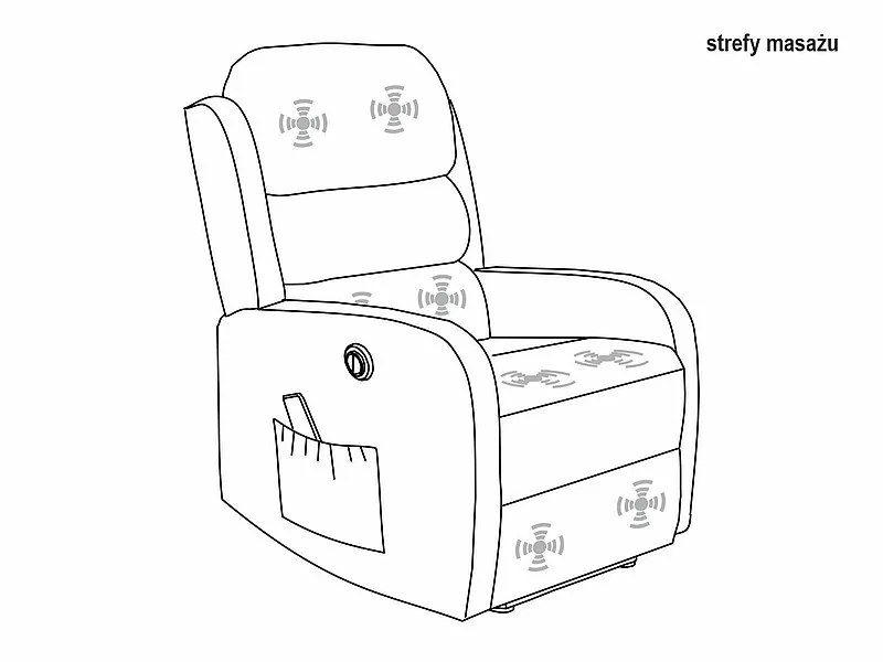 Fotel rozkładany elektrycznie PEGAZ M VELVET funkcja masażu zielony - PEGAZMVZ
