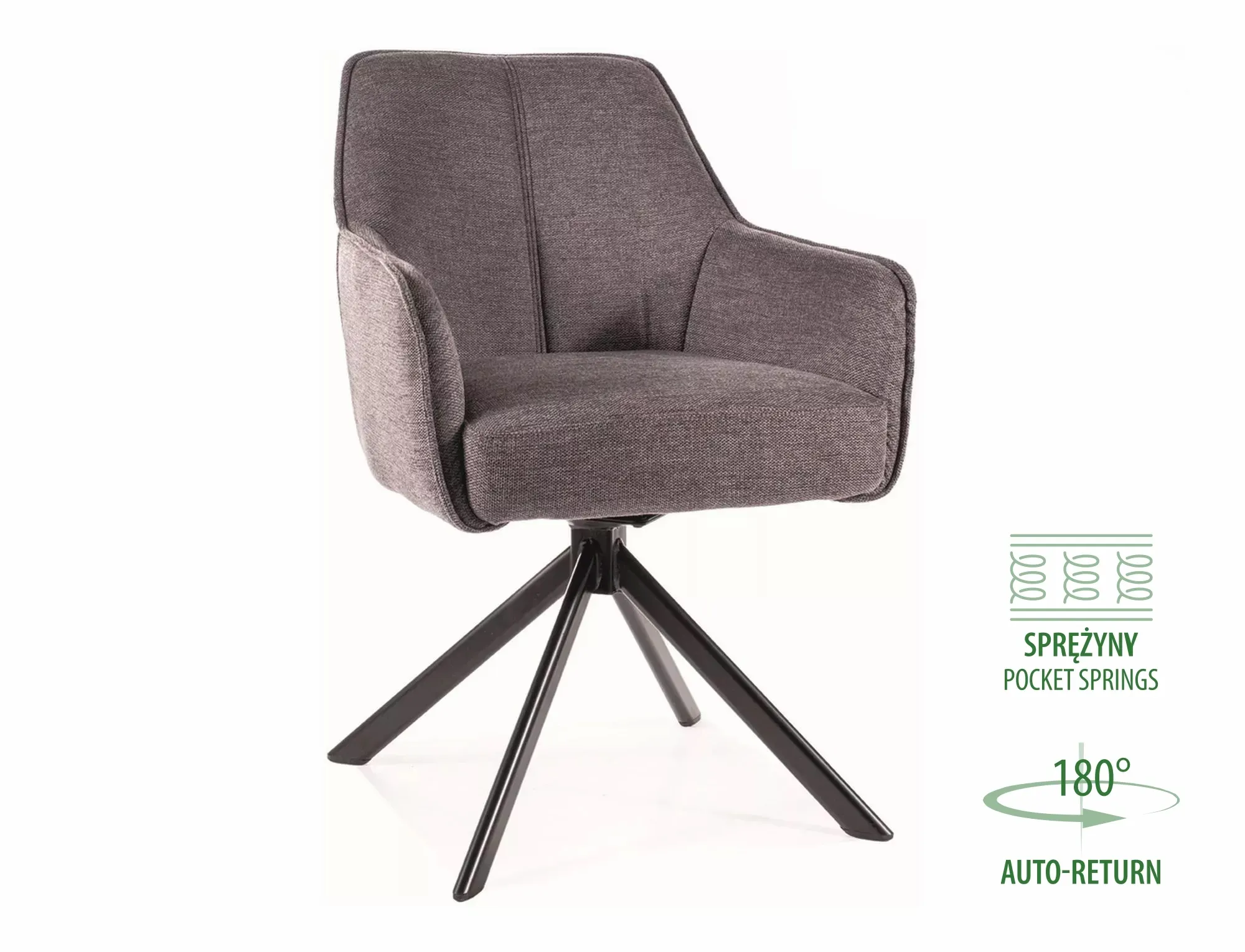 Krzesło obrotowe NOTTI BREGO 18 ciemnoszary czarny stelaż