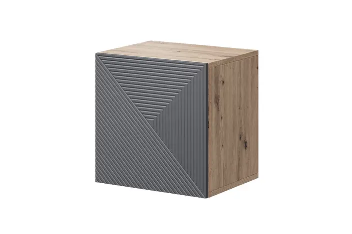 Szafka wisząca ASHA 40 1D - szara - dąb artisan - ryflowany front