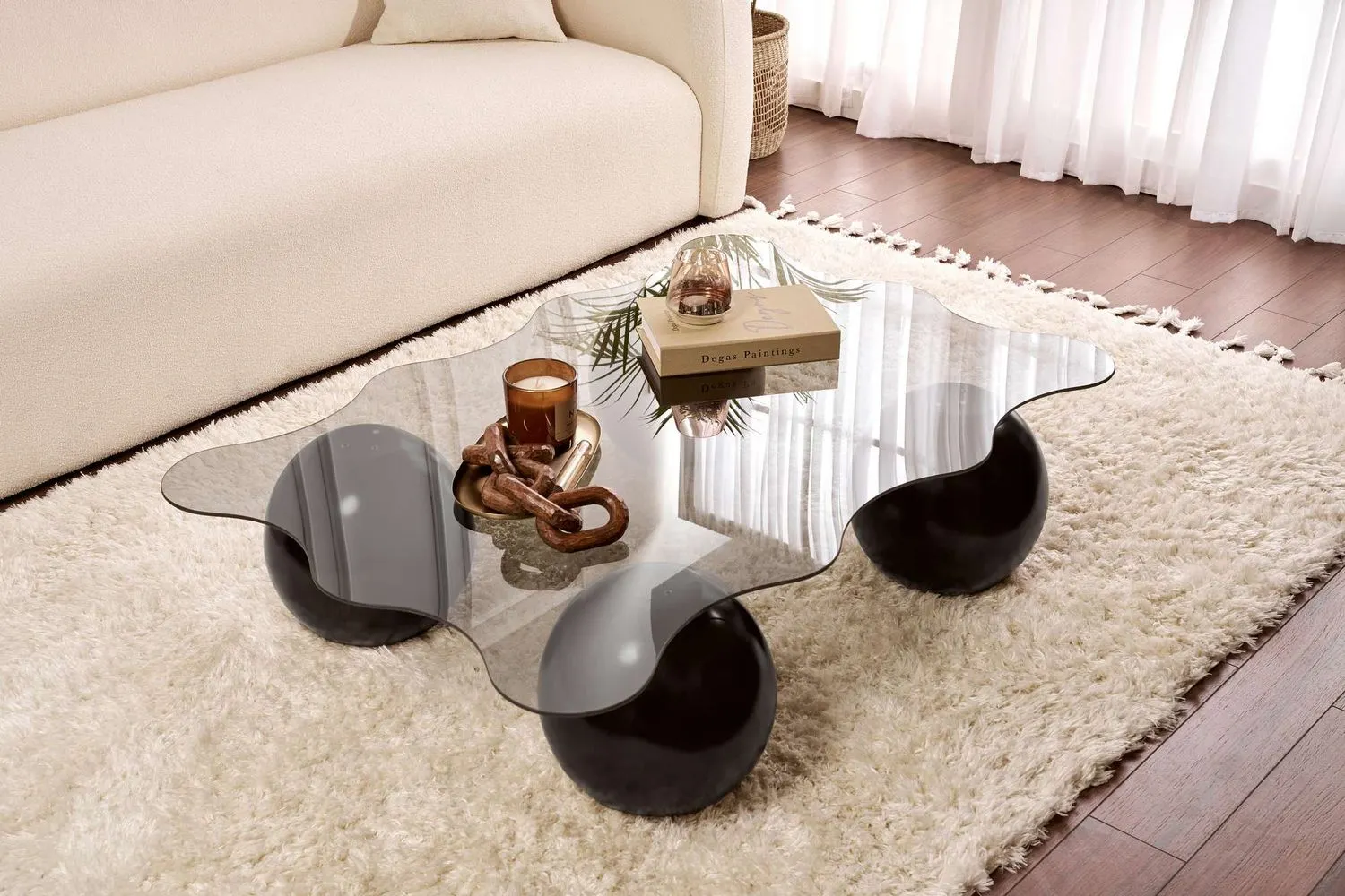 Stolik kawowy NOXA 80x120 cm nogi kuliste czarne blat szary - ASI_857NRD1126