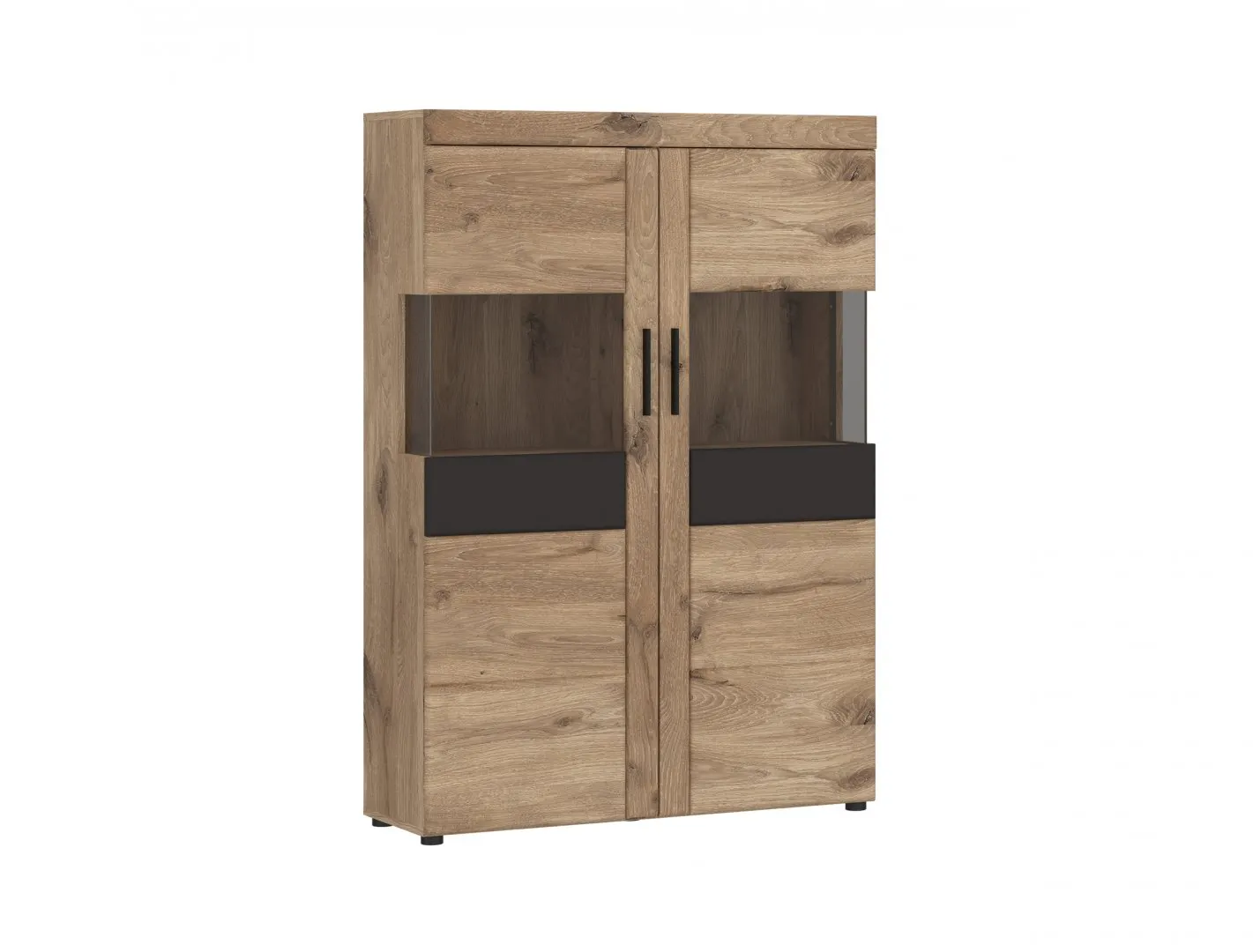 Witryna 2-drzwiowa niska GRANO 102x149x37 dąb viking, szary GRNV03 Witryna 2-drzwiowa niska GRANO 102x149x37 dąb viking, szary GRNV03