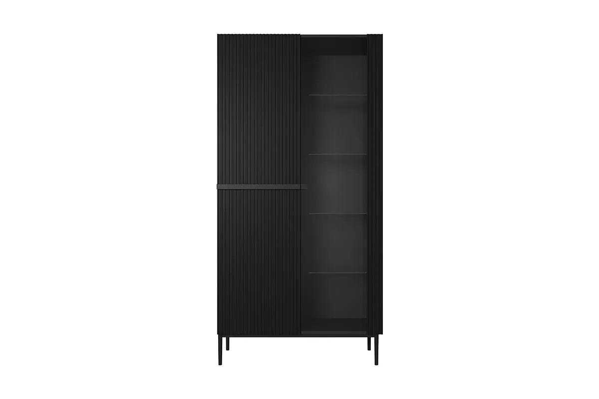 Witryna 2-drzwiowa NICOLE 100 - czarny mat - czarny stelaż - B_148113