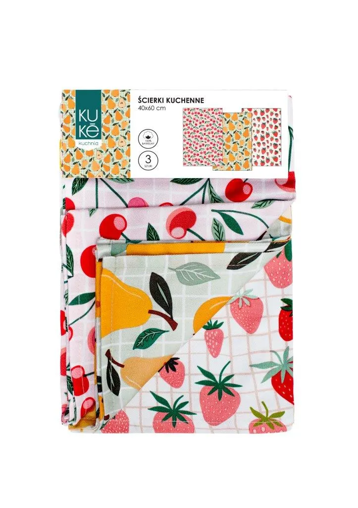 Ścierka zestaw 3 szt. KUKE 023 owoce 40x60 wielokolorowy - FARO_30811