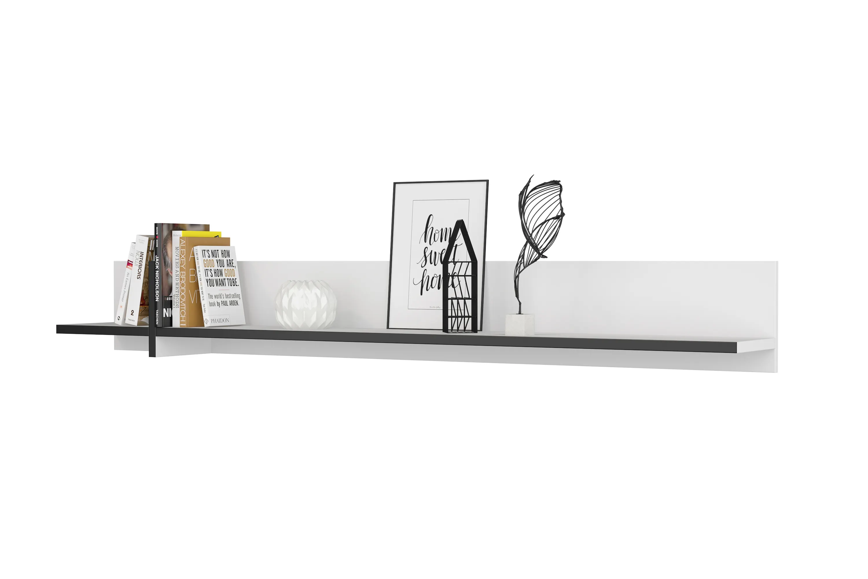 Półka ścienna CROSS 180 cm biało-czarna - 249WMY02