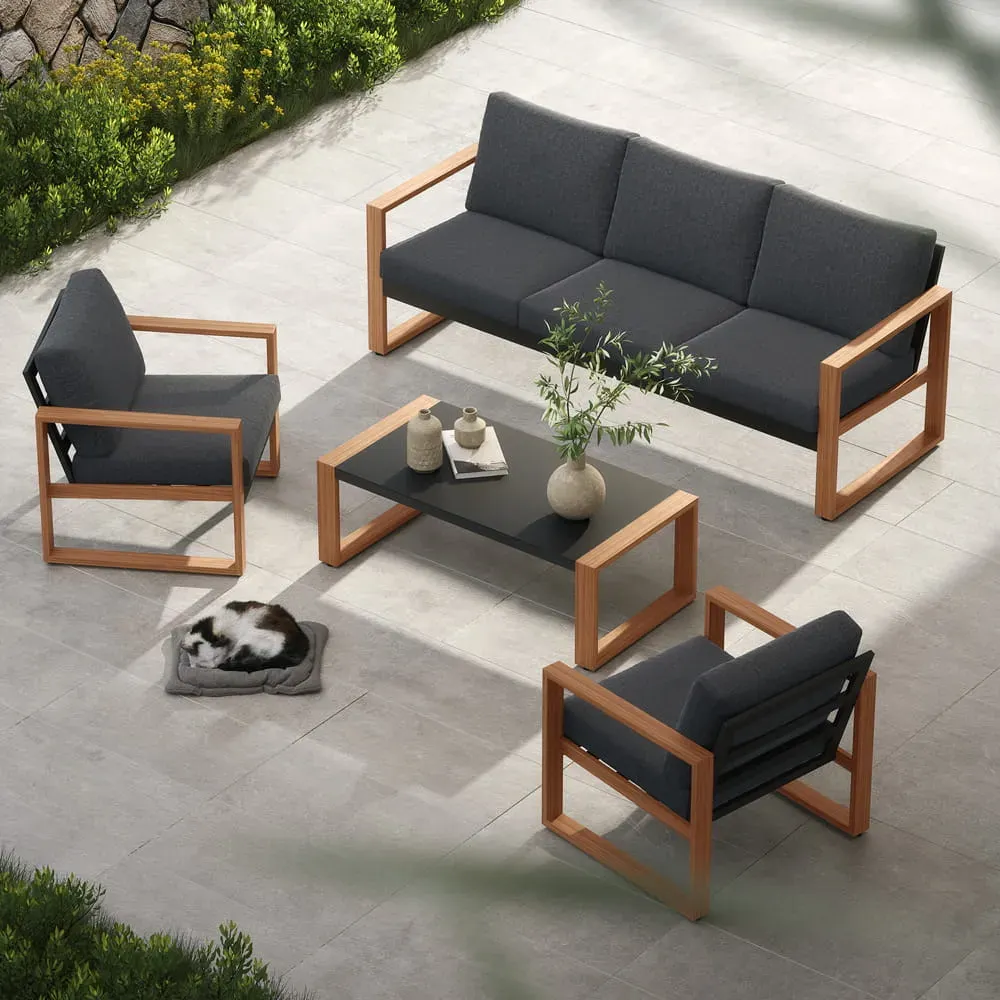 Zestaw ogrodowy DUISBURG CS sofa + 2 fotele + stolik kawowy szary — zdjęcie 9