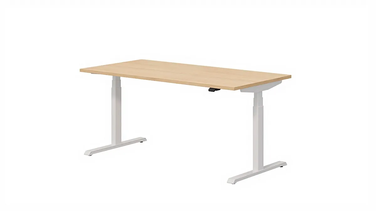 Biurko OP-LITE E elektryczne z regulacją wysokości dąb napolitano biały 160x80x62,5(127,5)cm