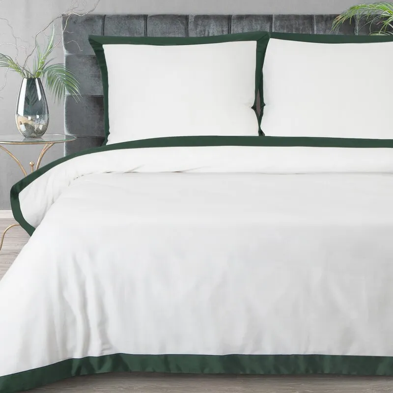 KOMPLET POŚCIELI LAURA 220 X 200 CM BIAŁY ZIELONY