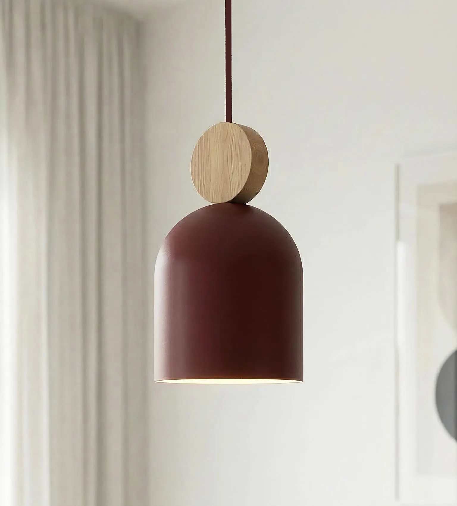 image lamp, pendant, brown, wood, minimal