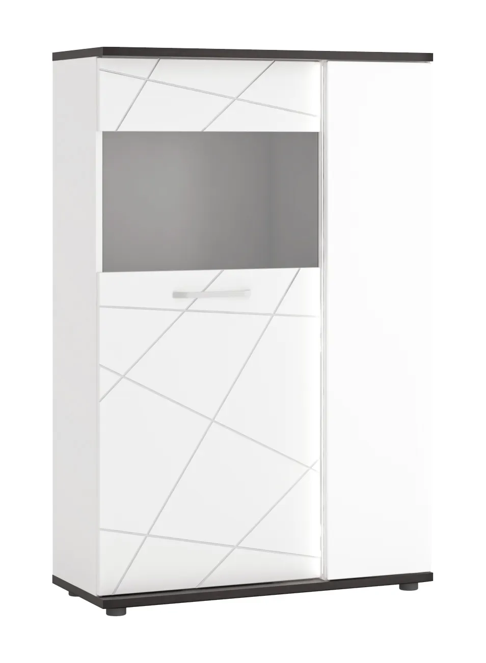 VENEZIA VENV02R WITRYNA 2D BIAŁA ALPEJSKA/DĄB VICENZA CZARNY/MDF BIAŁY POŁYSK Wójcik VENEZIA VENV02R WITRYNA 2D BIAŁA ALPEJSKA/DĄB VICENZA CZARNY/MDF BIAŁY POŁYSK Wójcik