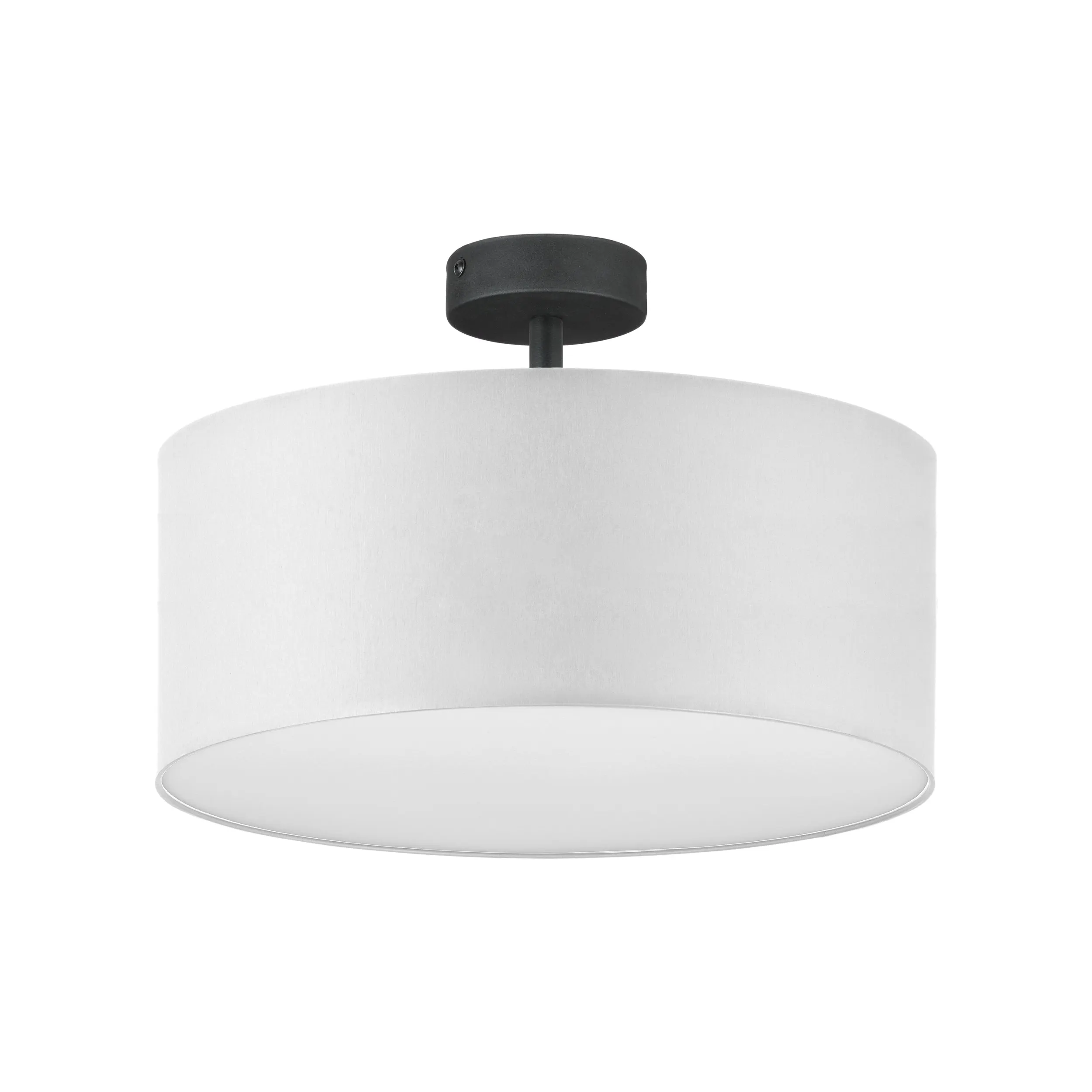 Lampa sufitowa RONDO biała z tkaniny na czarnej podstawie okrągła 40x35cm