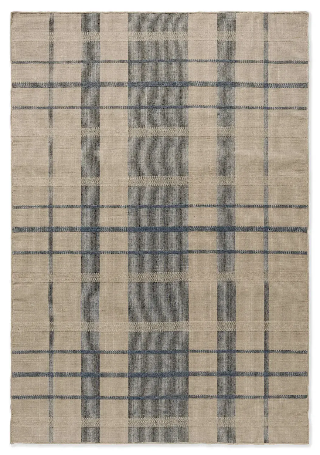 Dywan zewnętrzny ZONA Block Stripe Check Denim 250x350 beżowy granatowy (497408)