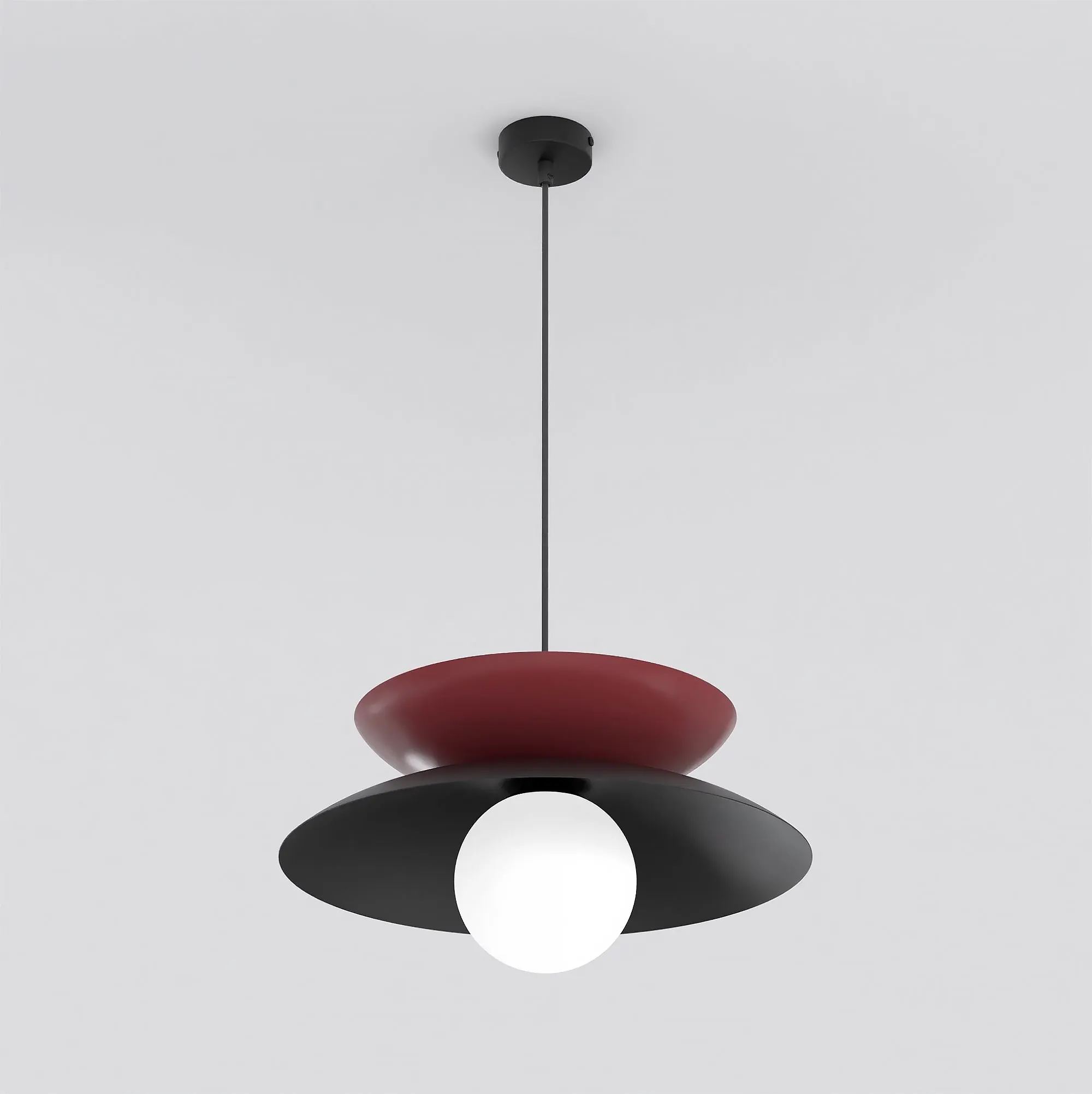 image lampa, pendant, czarna misa, baldachin, biała żarówka