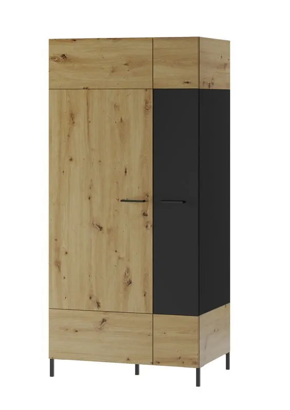Szafa LUCAS 70 2-drzwiowa dąb aristan czarna 193x90x60cm