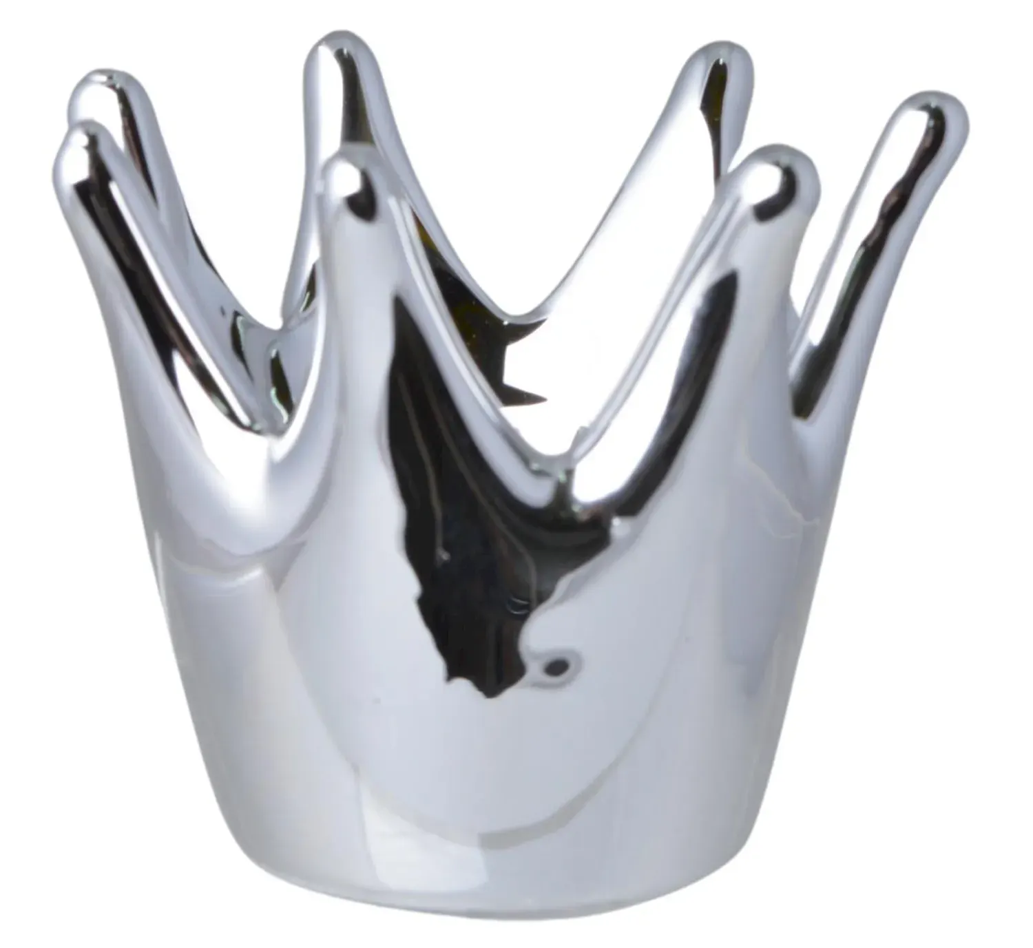 Świecznik ceramiczny KORONA srebrny