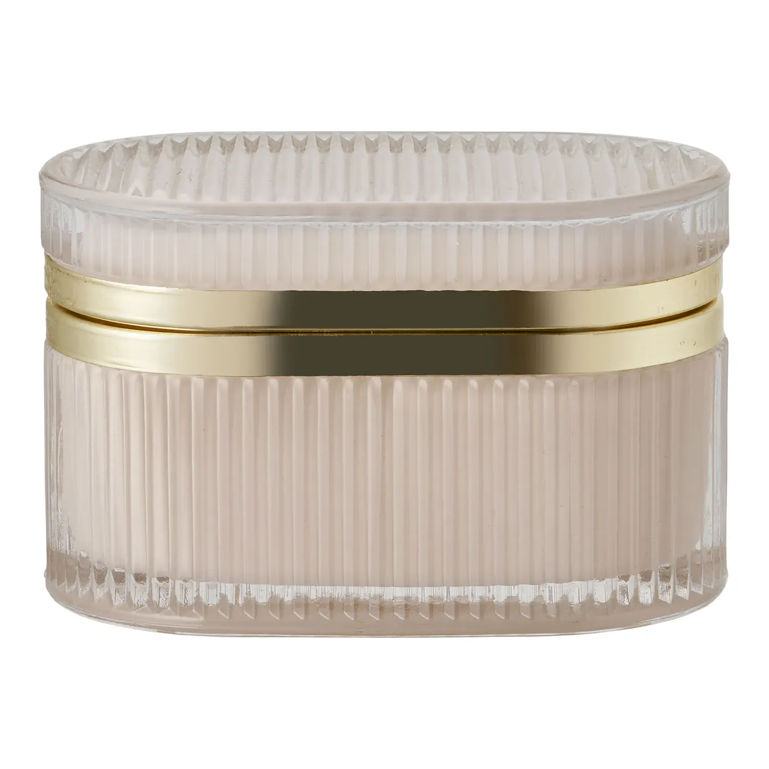 Pudełko szklane LOVE 13,5x9 cm beżowy mosiądz - 4501358