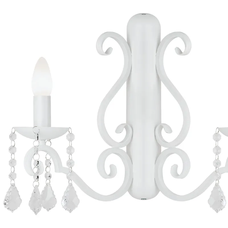 Kinkiet DIADEMA metalowy biały z kryształami - 7183