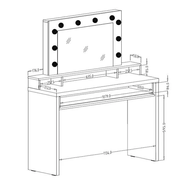 Toaletka ARIA z szufladą i oświetleniem biała 136x120x40cm - 2497KF49