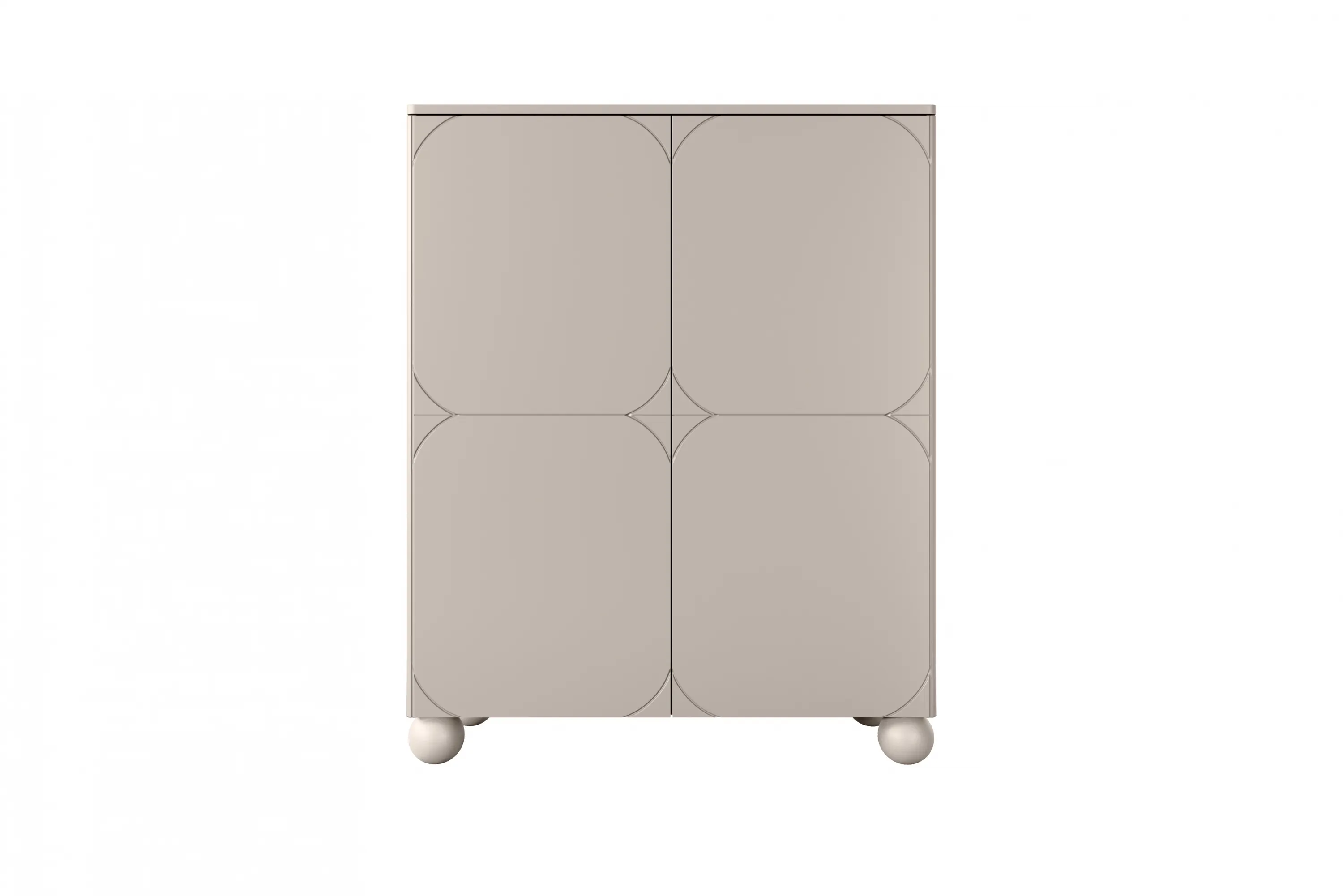 Komoda wysoka 2-drzwiowa z 2 szufladami SONATIA 120cm cashmere nogi kule - B_157271