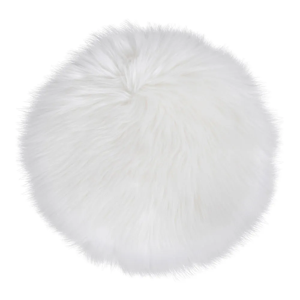 Siedzisko ze skóry jagnięcej sztuczne LAMBSKIN okrągłe fi35 cm biały