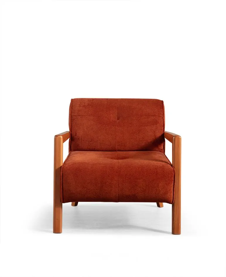 Fotel z drewnianymi podłokietnikami DROP BERGER pomarańczowy - ASI_560ARE5271
