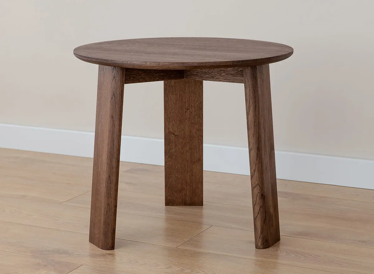 Stolik kawowy okrągły dębowy MONTI 51 cm ciemny dąb - PRHMON51T