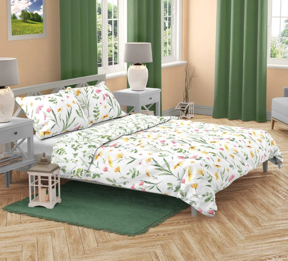 Pościel komplet MILAGRO VERDE 002 satyna bawełniana 160X200+2x70X80 zielona biała - FARO_29945