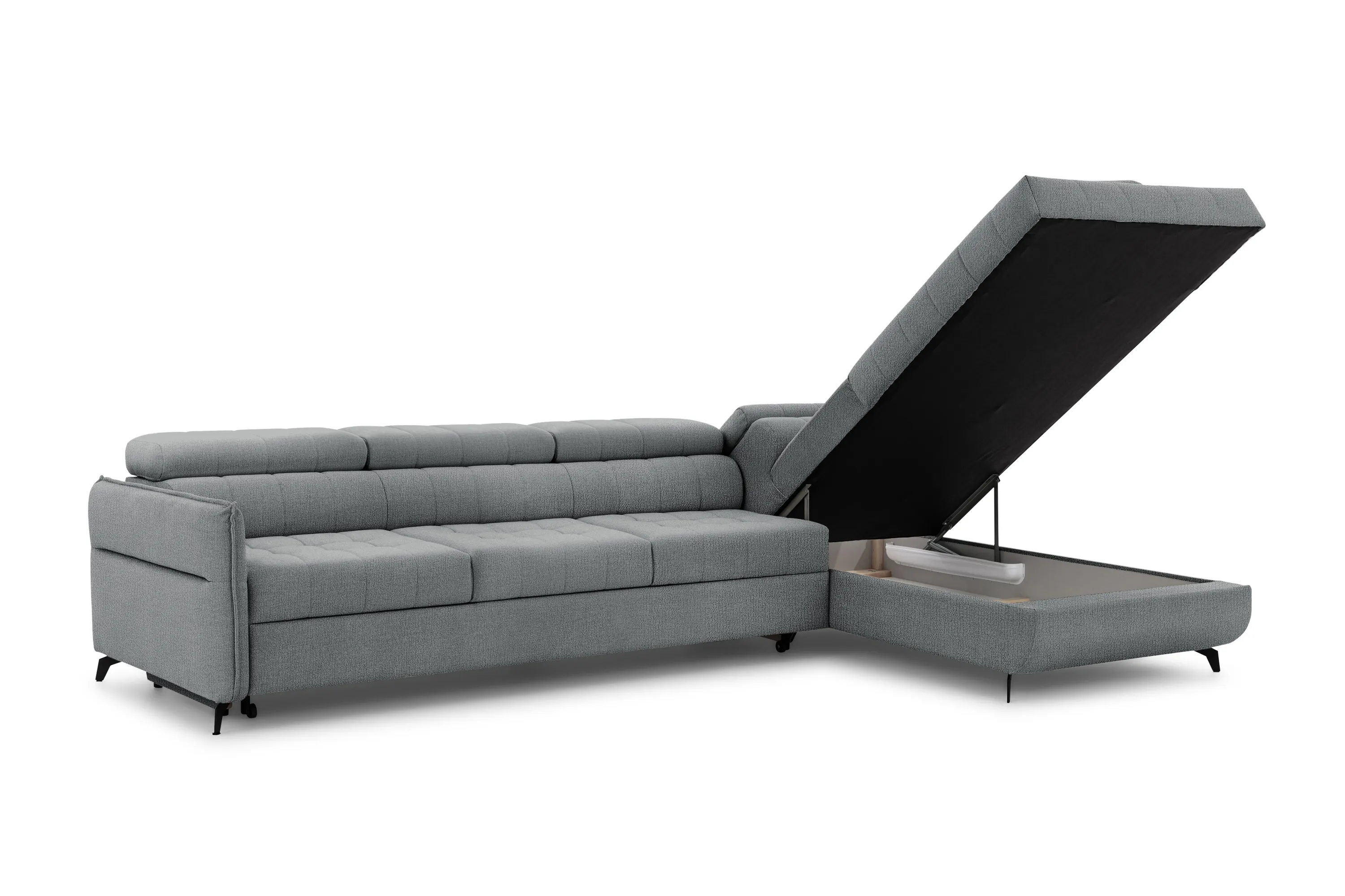 Narożnik prawostronny ELARIAS MAXI regulacja zagłówka i podłokietników tkanina Perfect harmony 85 szary - B_168606