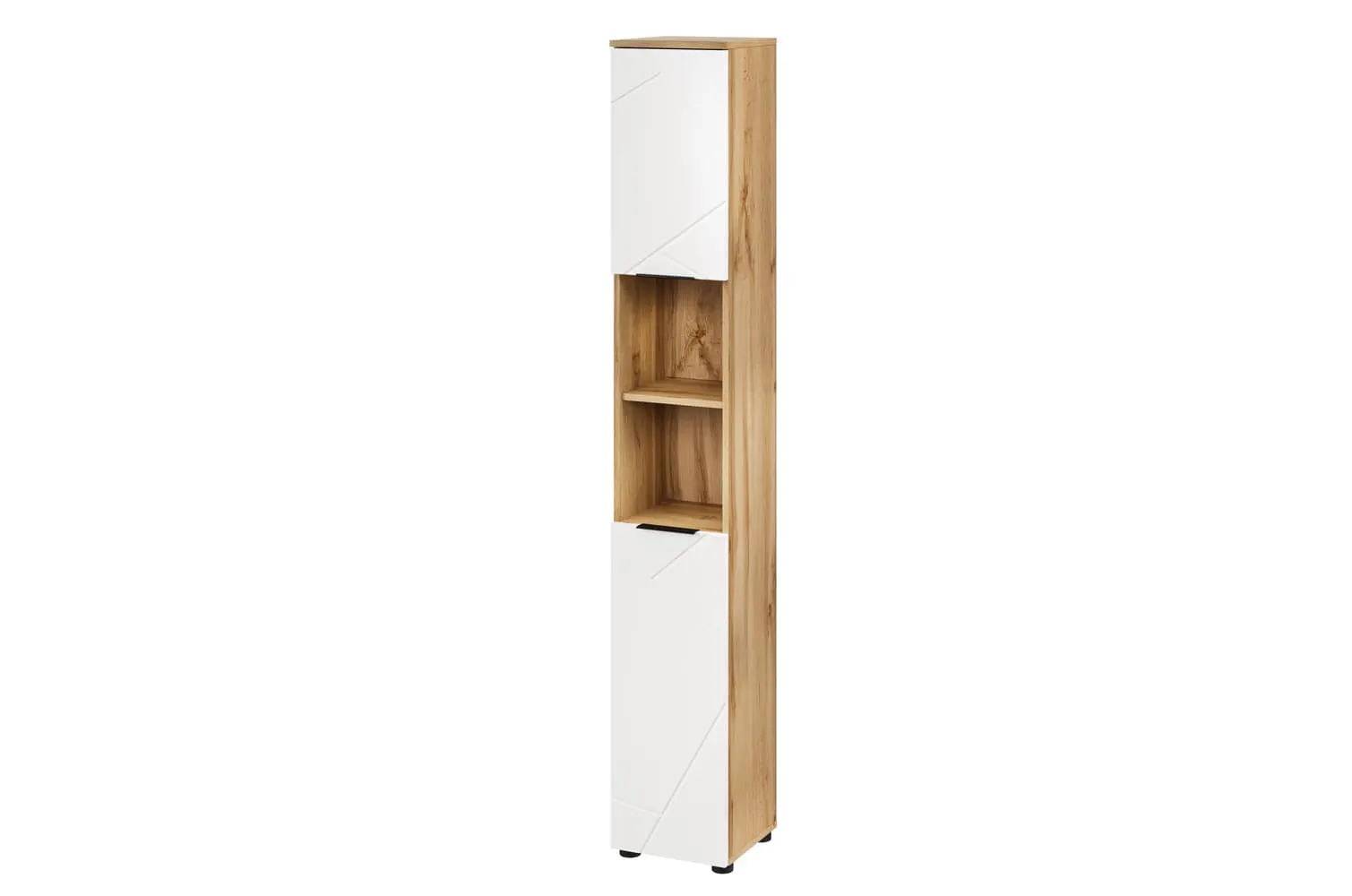 Szafka łazienkowa wysoka MAZI L/P 192x30 dąb Wotan/biały mat