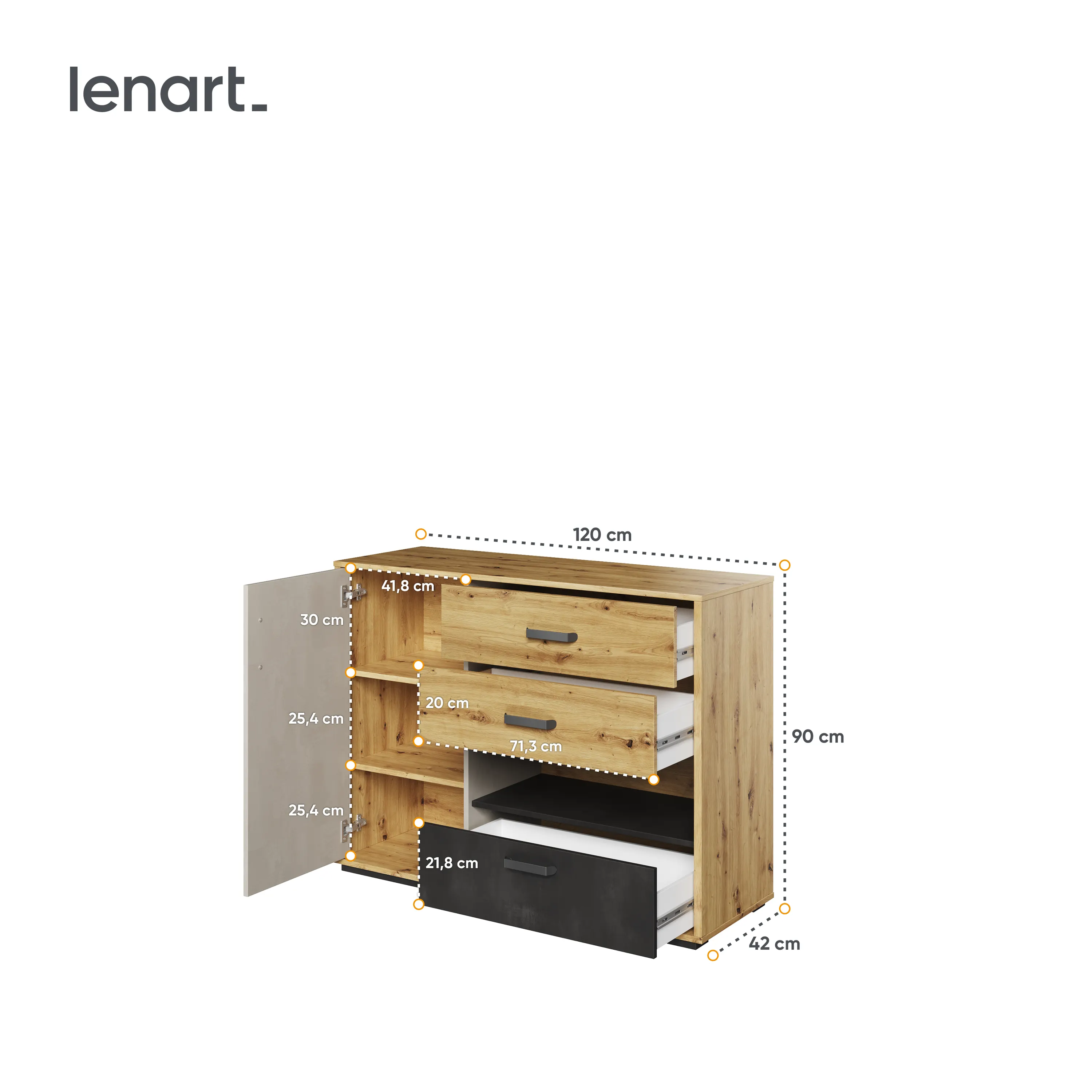 Komoda z szufladami Qubic QB-07 dąb artisan - QB7DAR