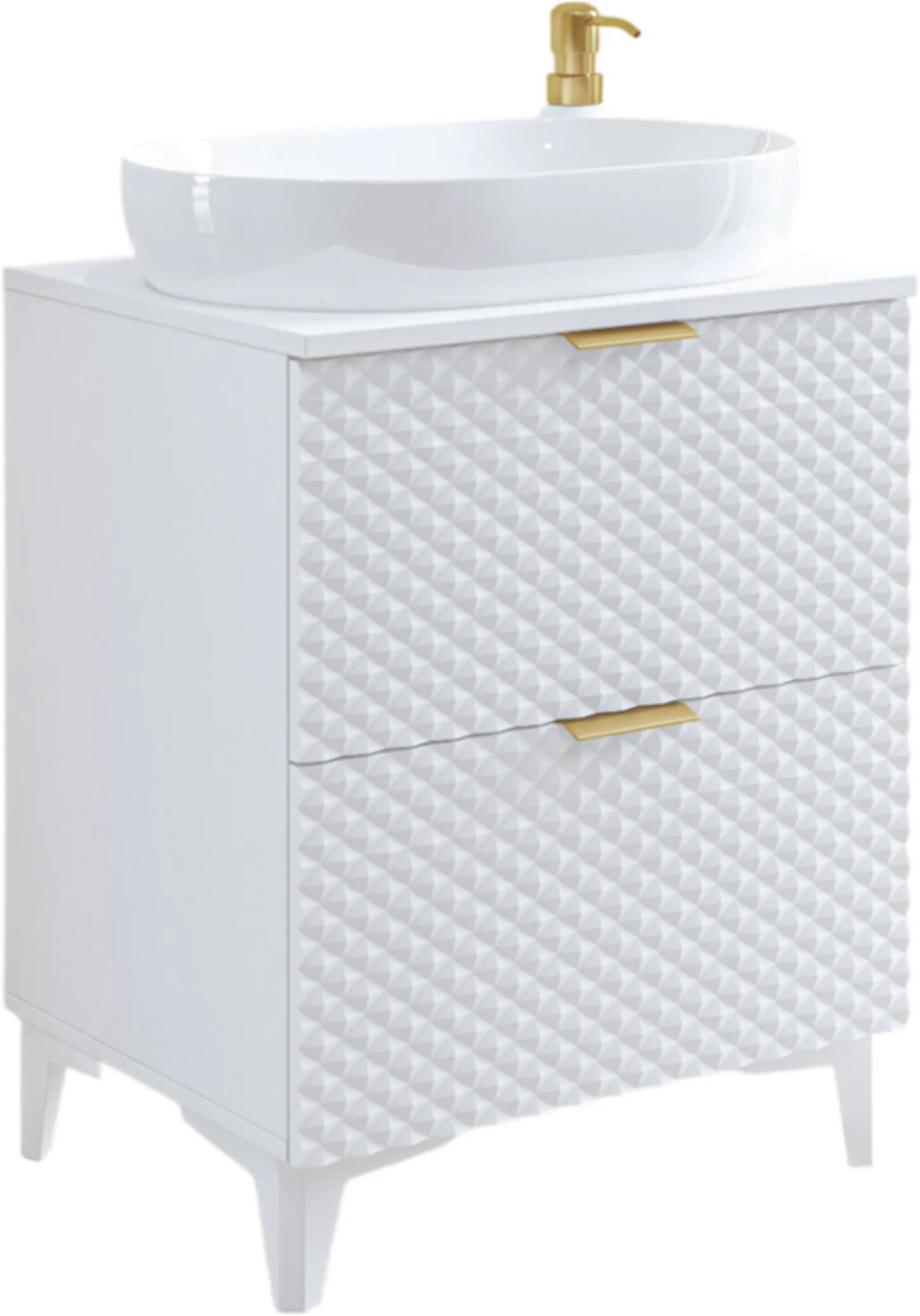 Szafka pod umywalkę LAURA wisząca z 2 szufladami 60 cm - biała - 3097NM47