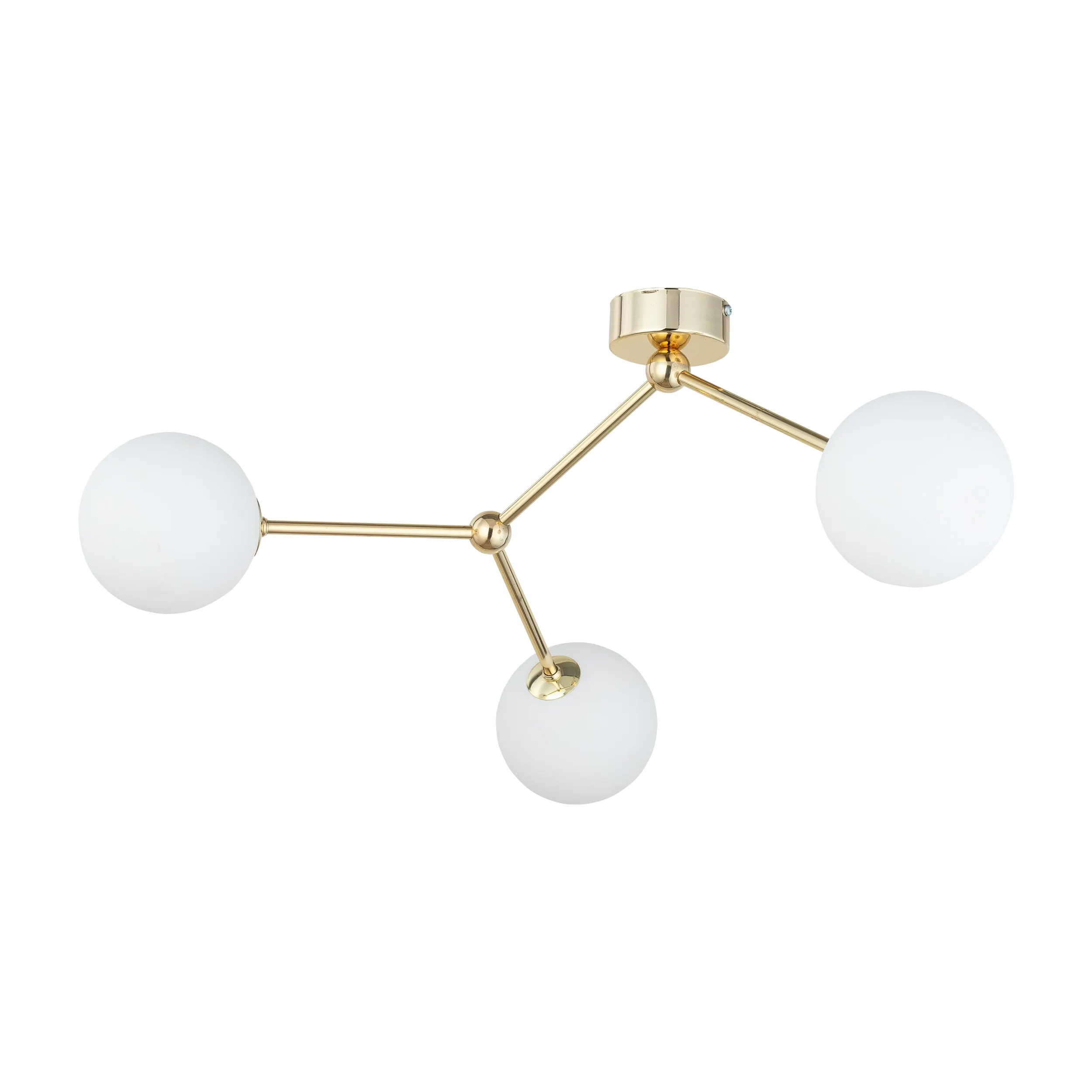 Lampa sufitowa FAIRY złota z białymi okrągłymi szklanymi kloszami 63x48x30cm Lampa sufitowa FAIRY złota z białymi okrągłymi szklanymi kloszami 63x48x30cm