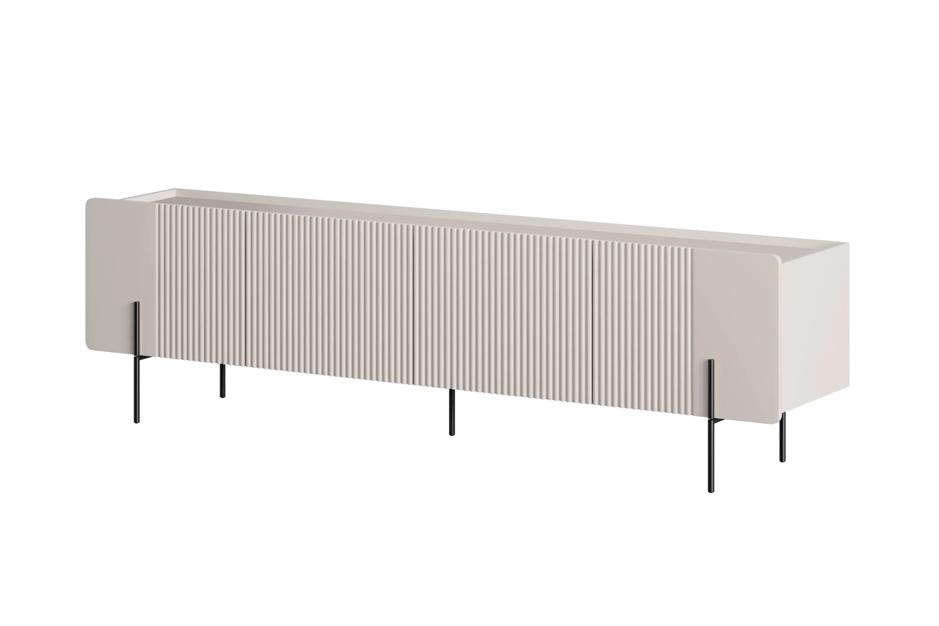 Szafka RTV 2-drzwiowa z 2 szufladami MALMI 200cm - kaszmirowa - czarne nogi Meble, kredens, Łóżeczko, Łóżko dziecięce