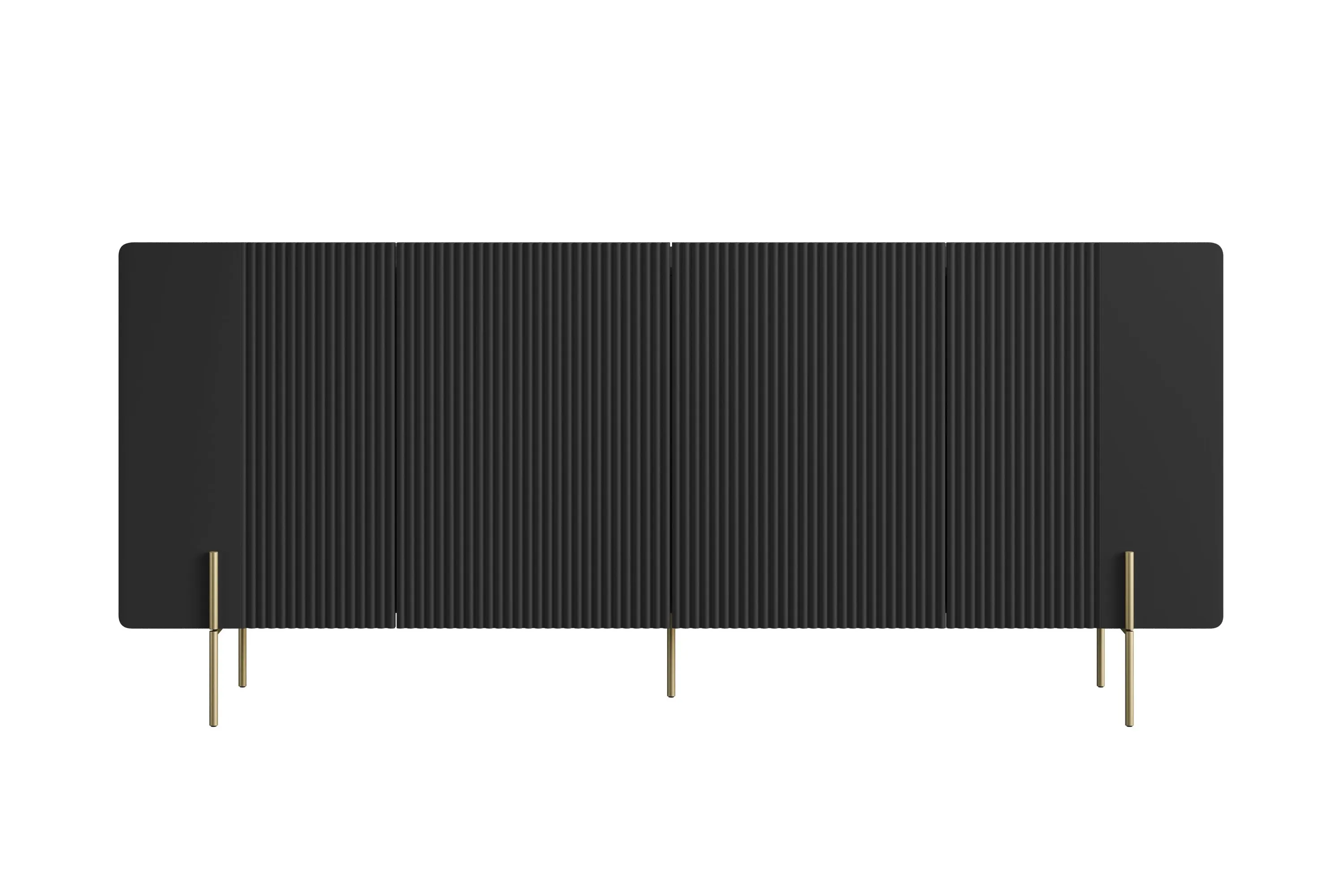 Komoda 4-drzwiowa MALMI 200cm - czarna - złote nogi - B_166969