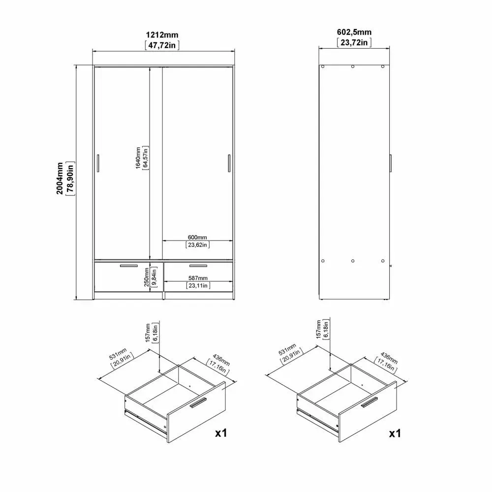 Szafa 2-drzwiowa z 2 szufladami LINE 120 cm Jackson Hickory - TV_74324HLHL
