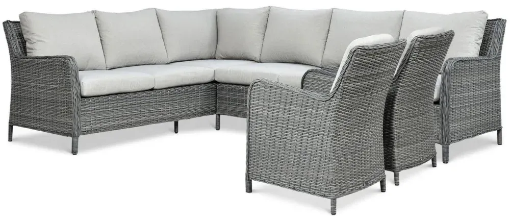 Narożnik ogrodowy modułowy MARYLAND DINING ze stołem technorattan ciemnoszary - FG002665