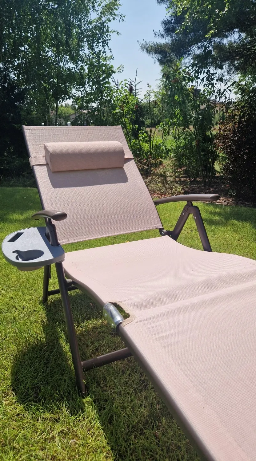 Leżak ogrodowy składany TARDY 182 cm aluminiowy beżowy Zenjoy - TARDY_BEZOWY