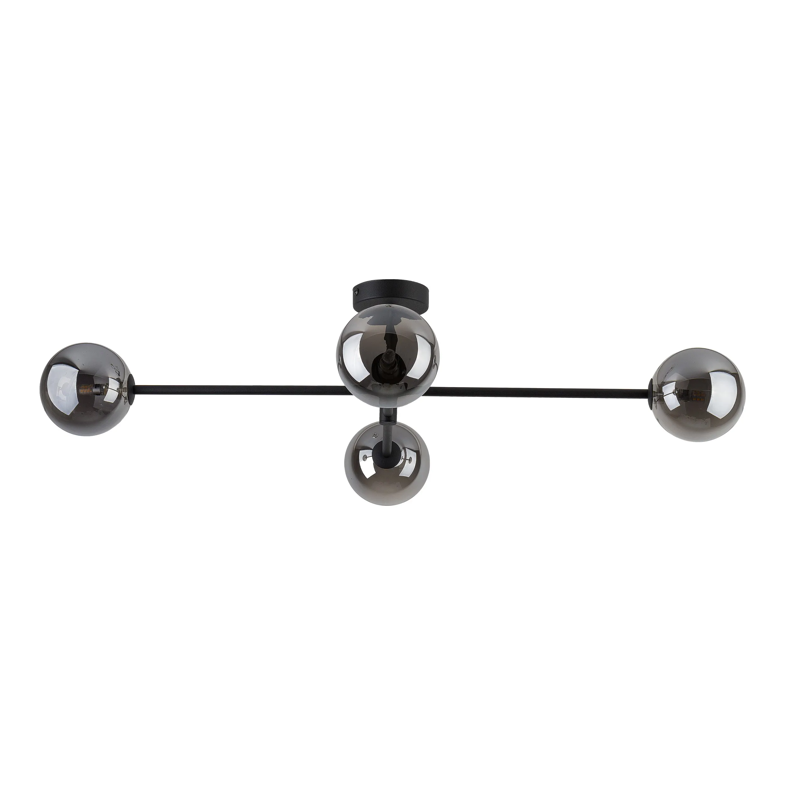 Lampa sufitowa SARIUS czarna z szarymi przyciemnionymi szklanymi kloszami 90x68x21cm - TK_6235