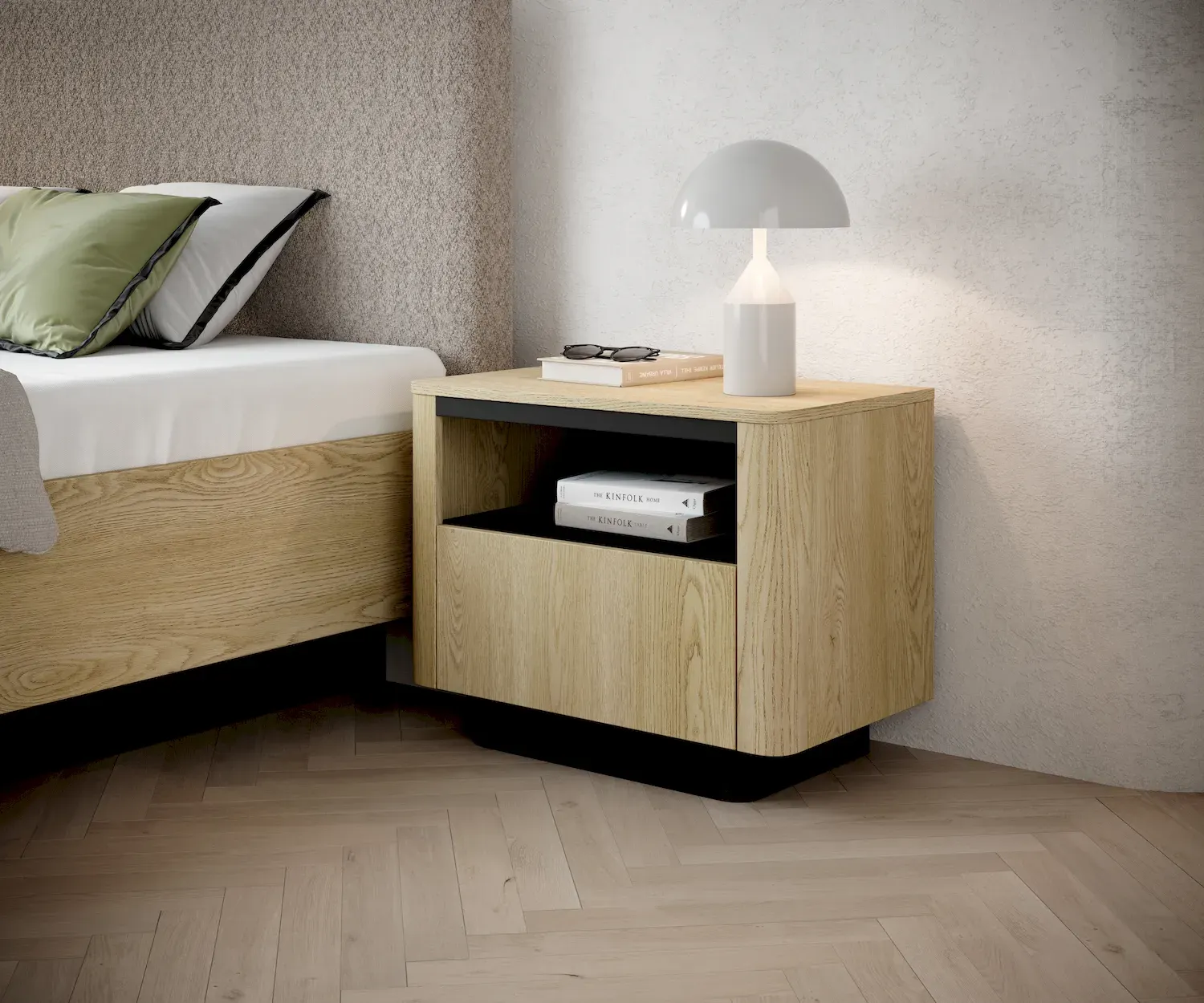 Szafka nocna z 1 szufladą TORRO dąb cremona czarny - LA_TORRO_STOLIK_NOCNY