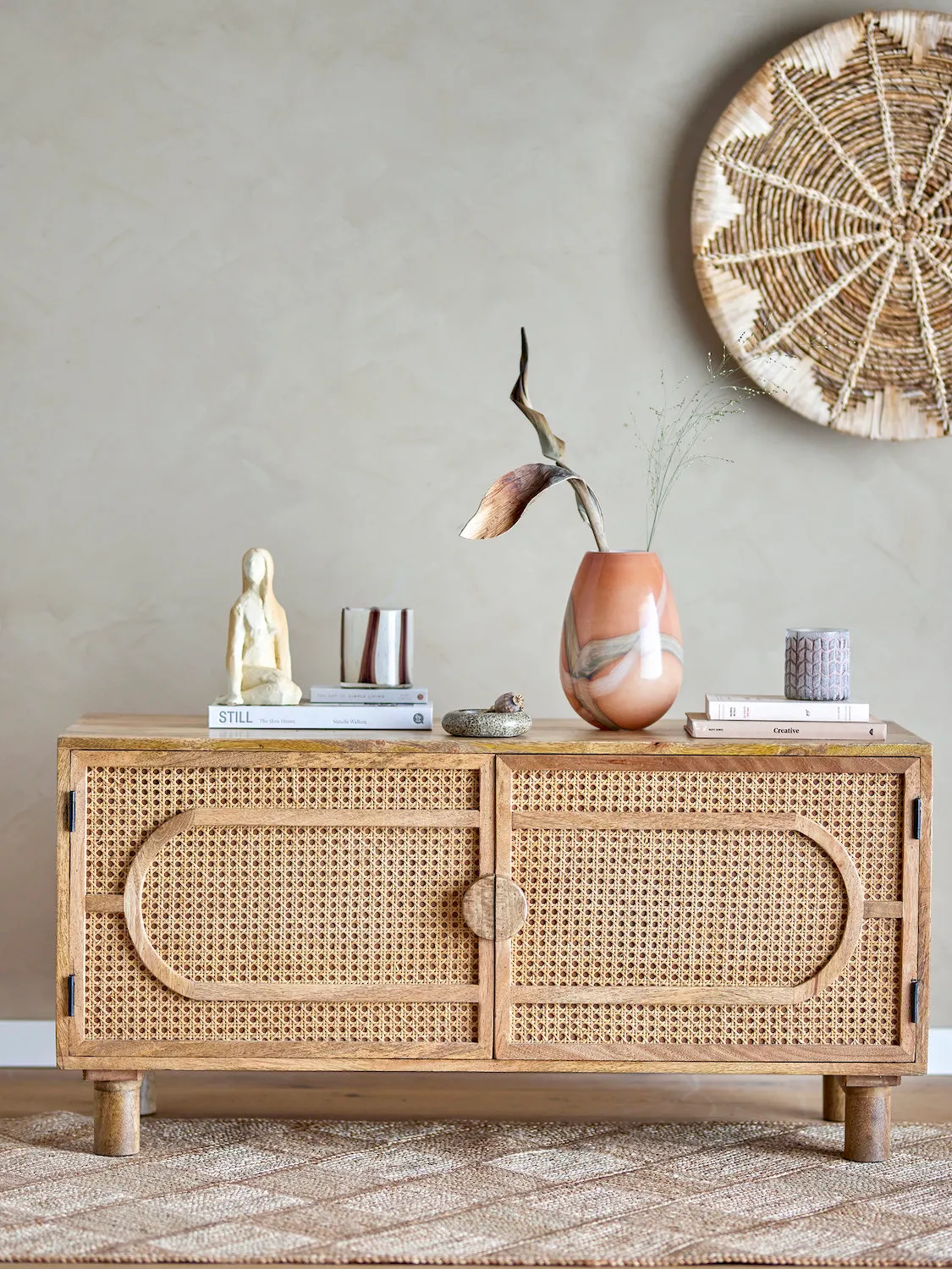 konsola, szafka, rattan, pleciona, dekoracyjna