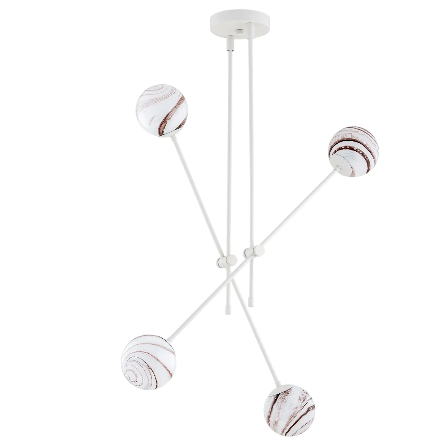 Lampa wisząca ABSOS metalowa biała biało-brązowa marmur regulowana 95x86cm - 1841