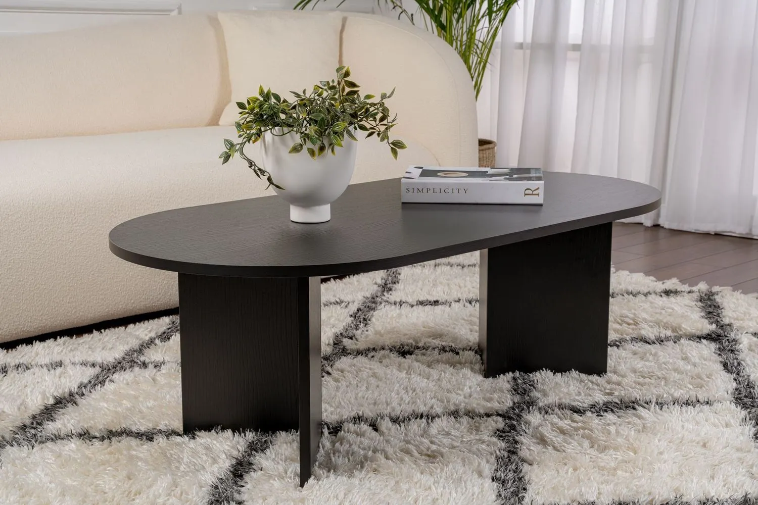 Stolik kawowy SABLE 60x120 czarny efekt drewna — zdjęcie 3