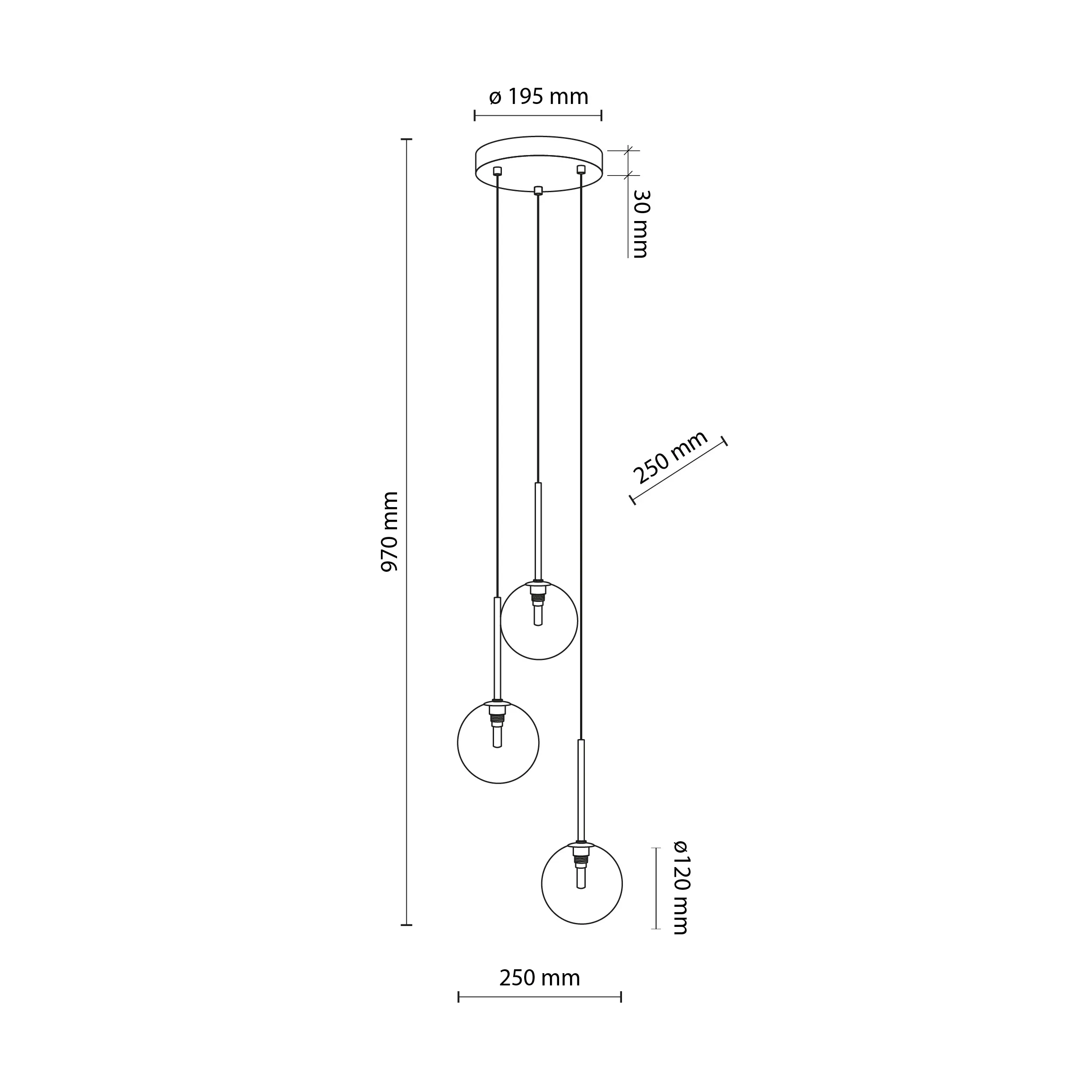 Lampa wisząca NILOS czarna ze złotym elementem z transparentnym okrągłym szklanym kloszem 160x12cm - TK_5941