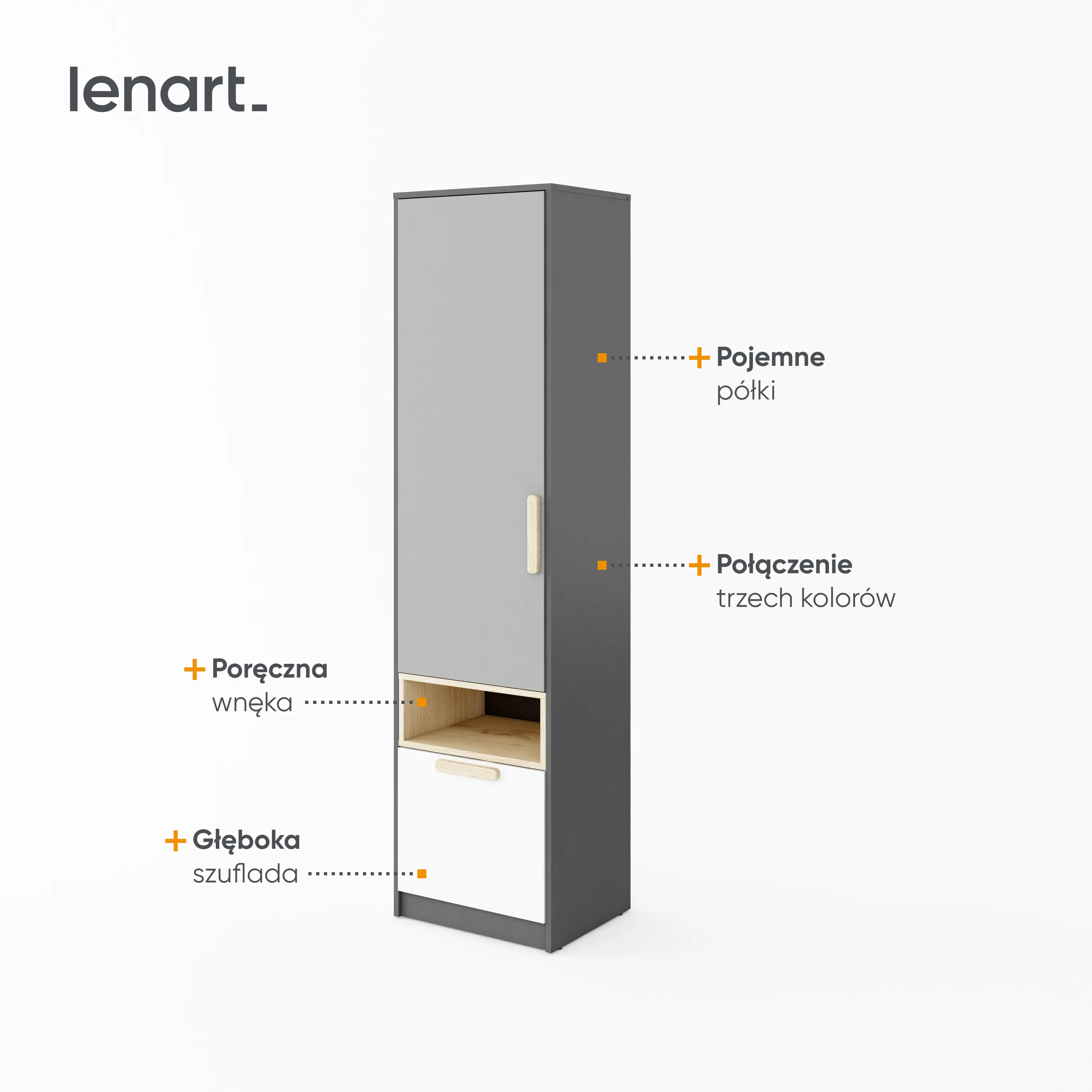 Szafka Pok PO-03 grafit/buk ibsen/szary jasny - PO3GBS