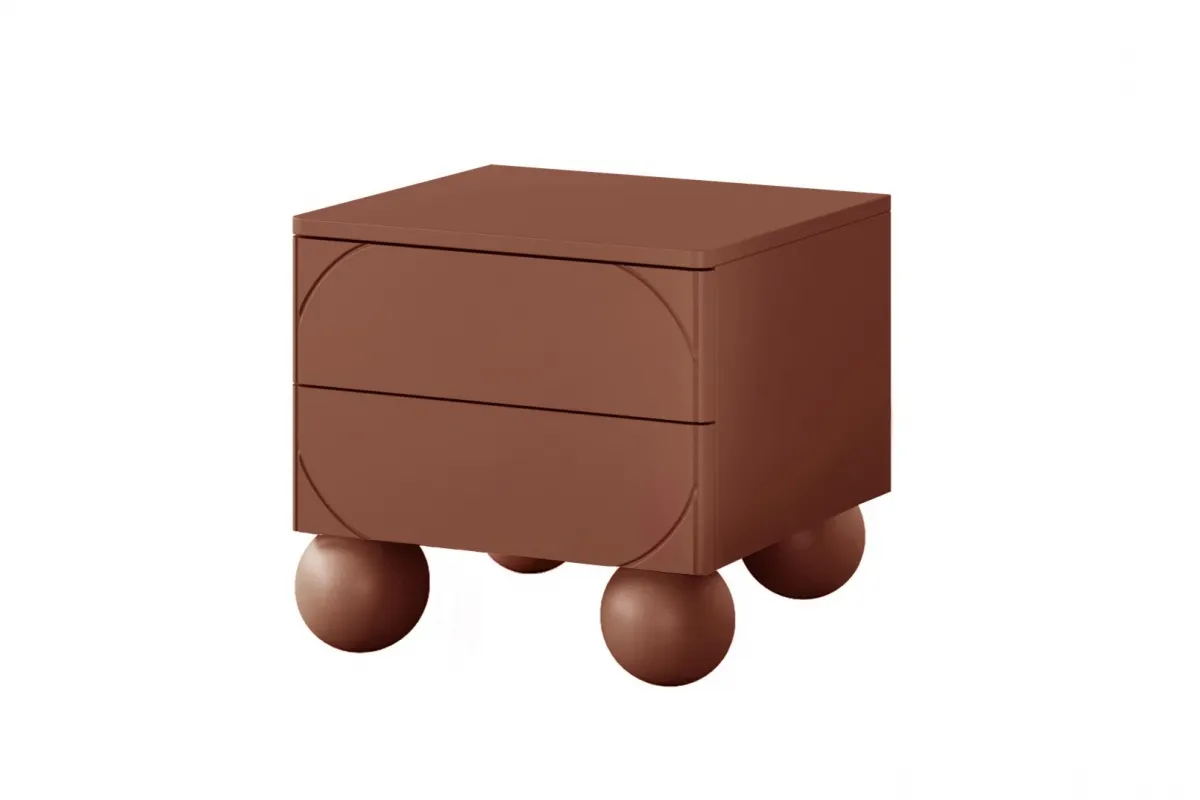 Szafka nocna z 2 szufladami SONATIA 45cm burgund nogi kule