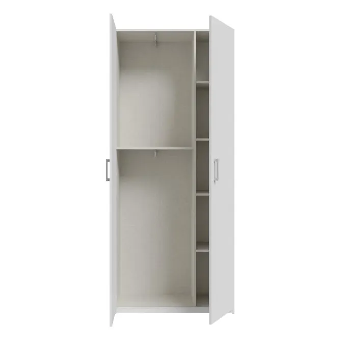 Szafa 2-drzwiowa HOME NOOK 2 drążki i półki 90cm biała — zdjęcie 4
