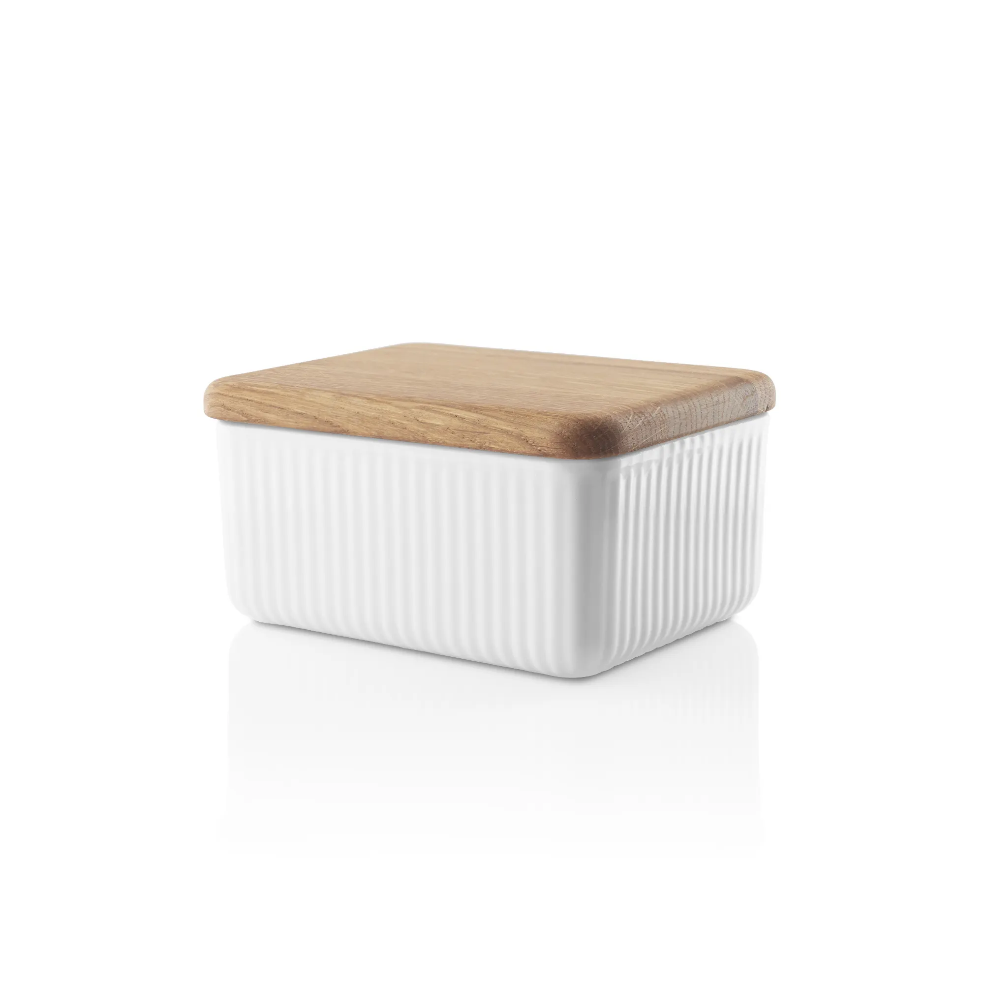 image pojemnik, naczynie, korpus ceramiczny, pokrywa drewniana, ribowana faktura