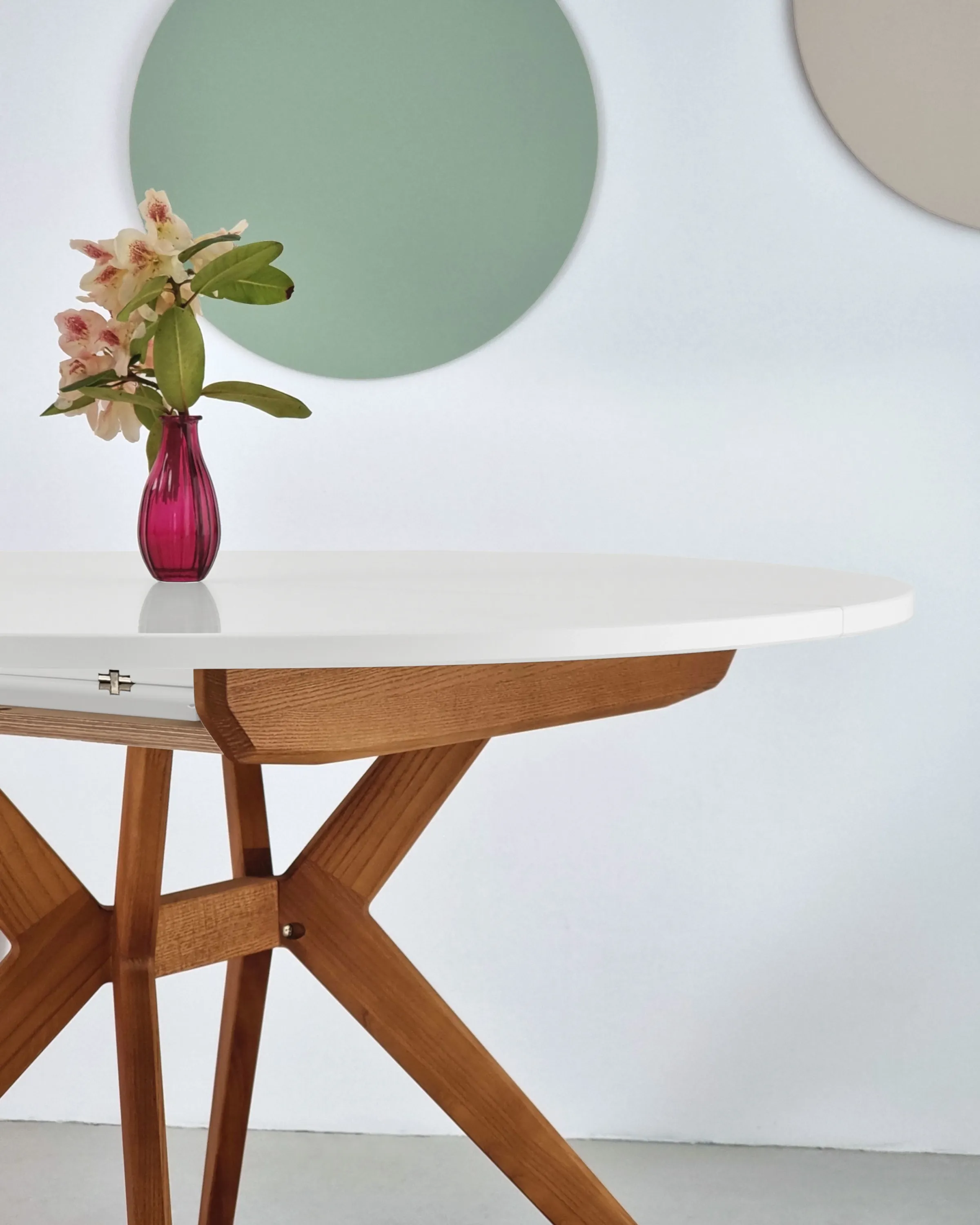 Okrągły stół rozkładany BIJU FI 120-170cm kremowy dąb - RGBTBR_120_2_OAK