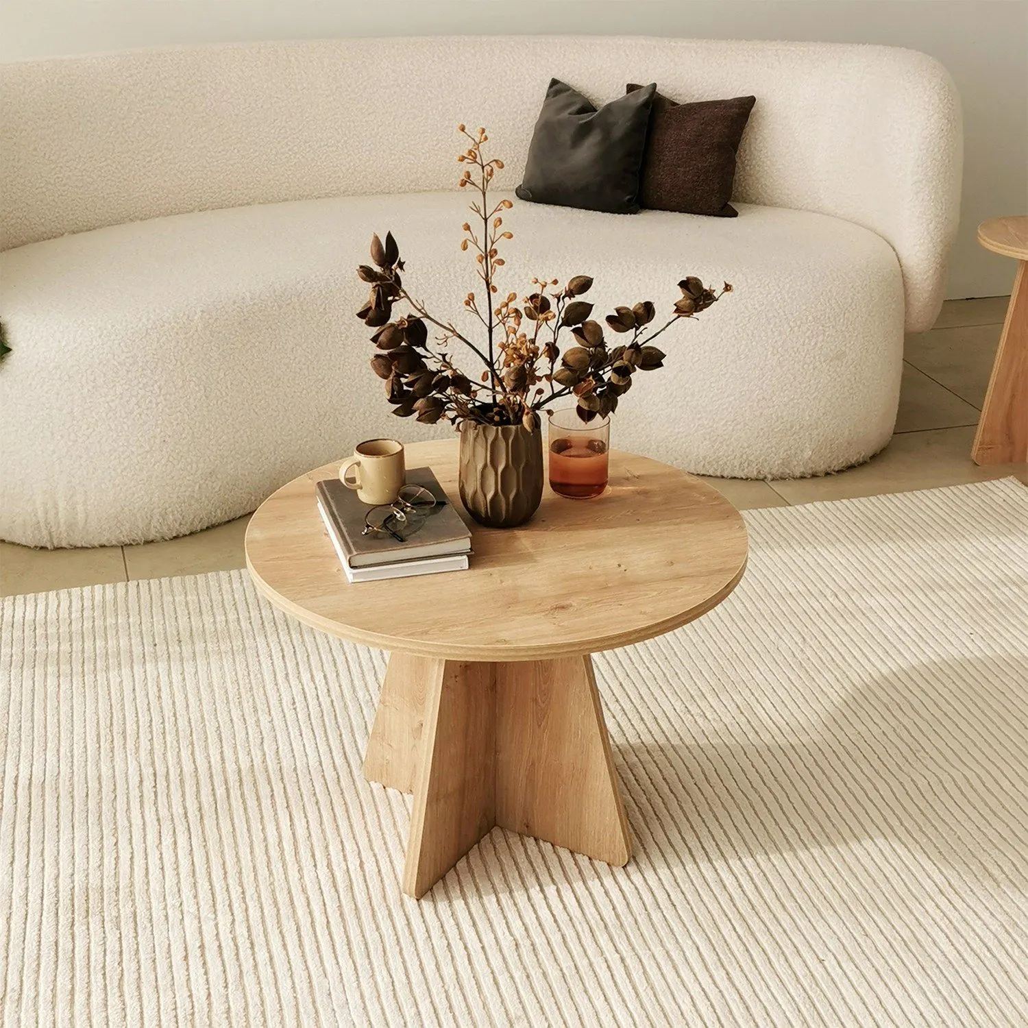 Stolik kawowy okrągły MUSHROOM 60 cm dąb sapphire — zdjęcie 5